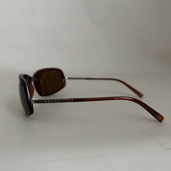Prada Sport SPS 08E Sunglasses Brown Tortoise Gunmetal Rectangular Wrap Italy main image 6
